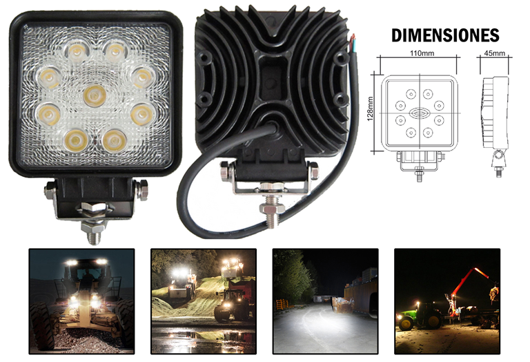 Imagen del producto FARO TRABAJO CUADRADO 4x4/VEHICULO INDUSTRIAL-Prof